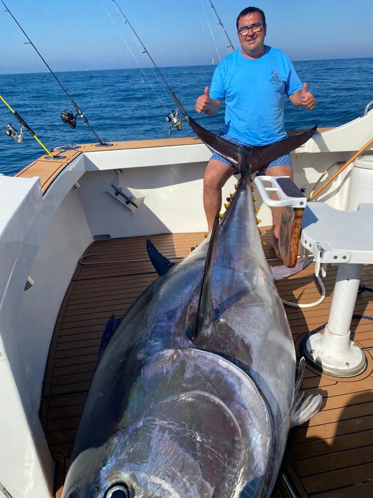 Fishing charter in Sotogrande Costa del sol, fishing moments with a huge tuna